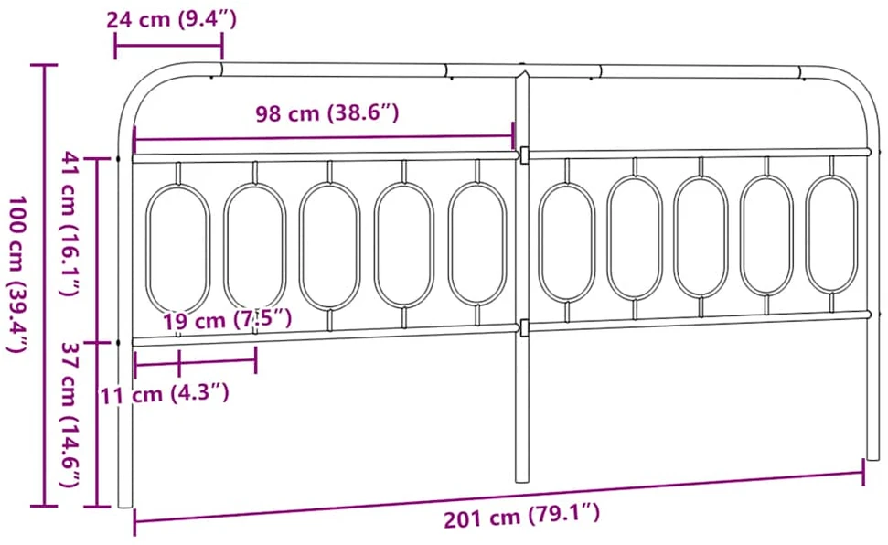 Metalinis galvūgalis, baltos spalvos, 200cm