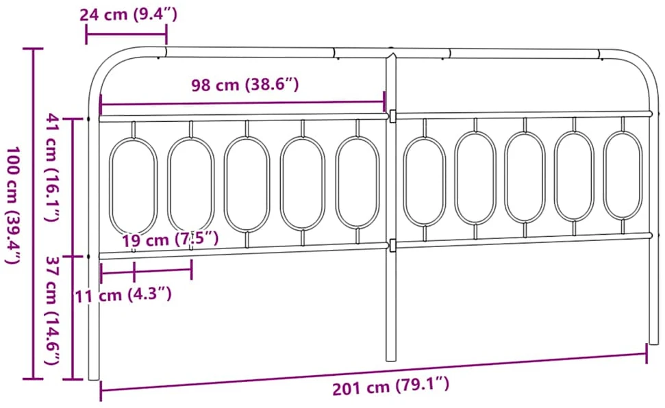 Metalinis pakaitinis galvūgalis, juodos spalvos, 200cm
