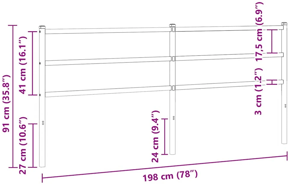 Metalinis galvūgalis, juodos spalvos, 193cm