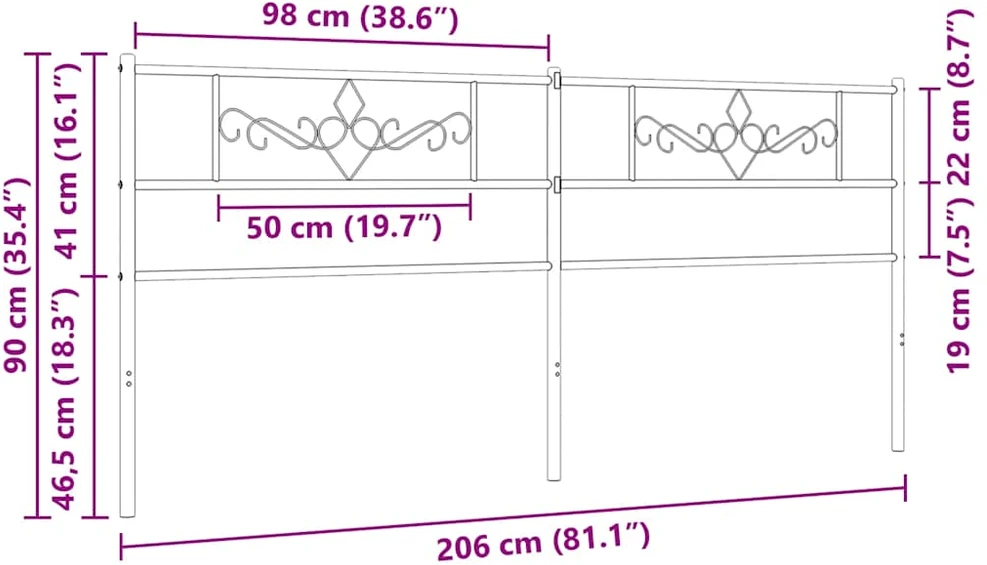 Metalinis galvūgalis, juodos spalvos, 200cm