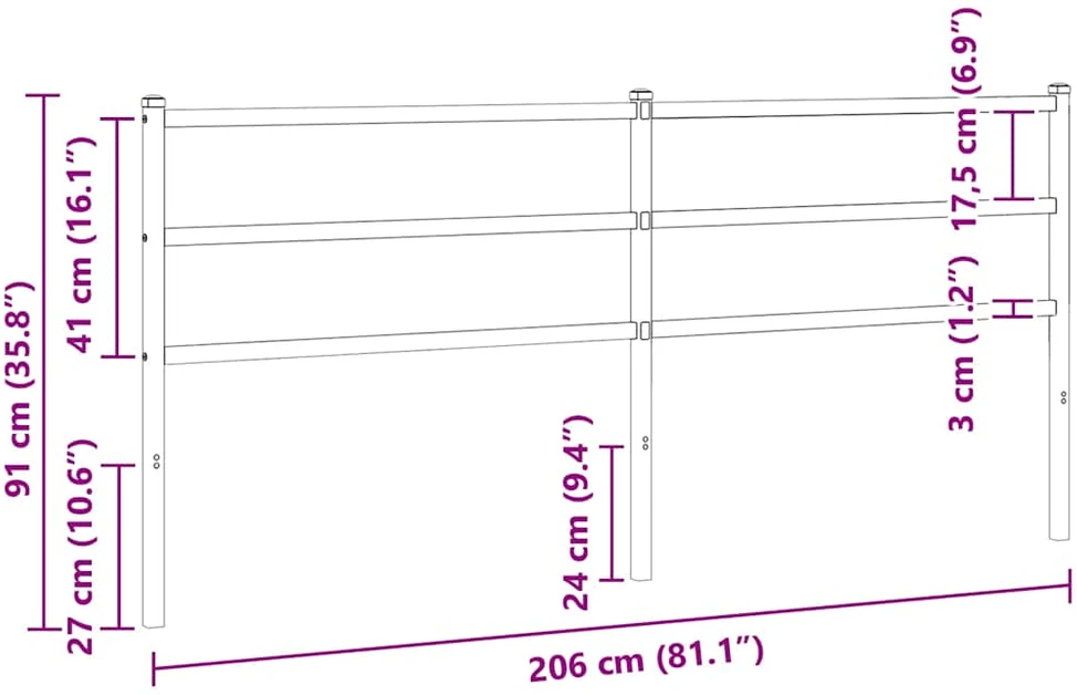 Metalinis galvūgalis, juodos spalvos, 200cm