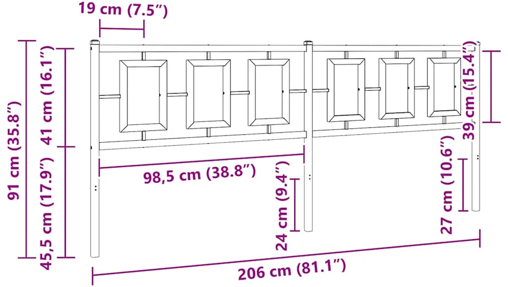 Metalinis galvūgalis, juodos spalvos, 200cm