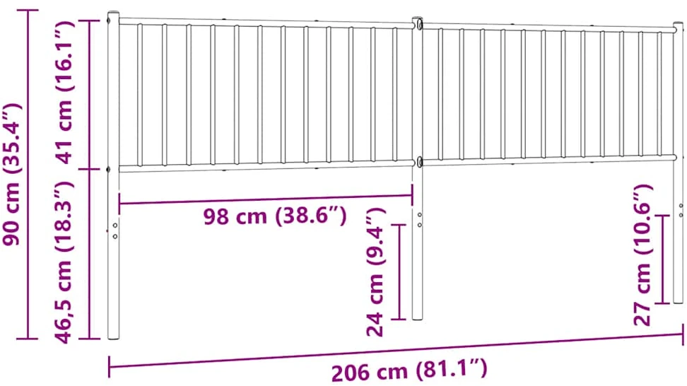 Metalinis galvūgalis, juodos spalvos, 200cm