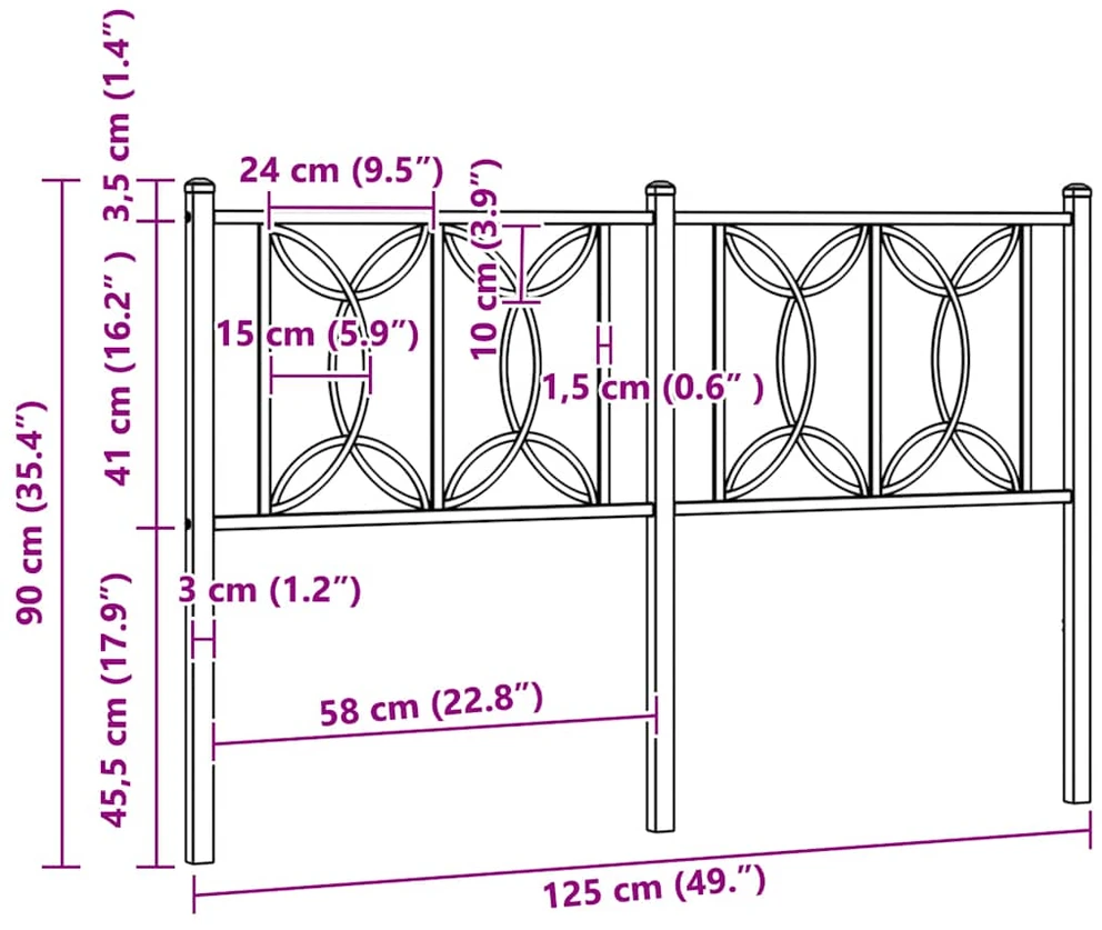 Metalinis pakaitinis galvūgalis, juodos spalvos, 107cm