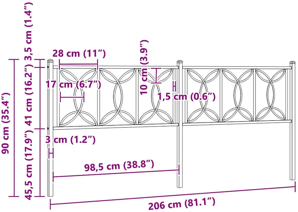 Metalinis pakaitinis galvūgalis, juodos spalvos, 200cm