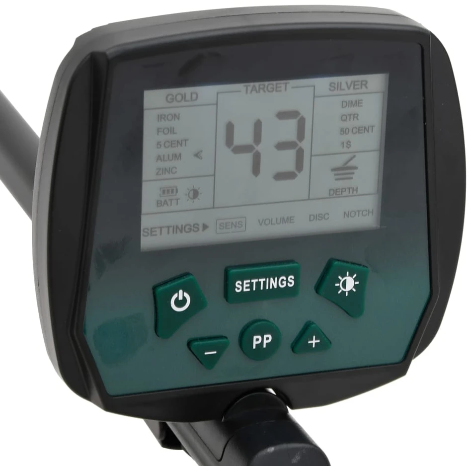 Metalo detektorius 24cm, paieškos gylis, LCD ekranas