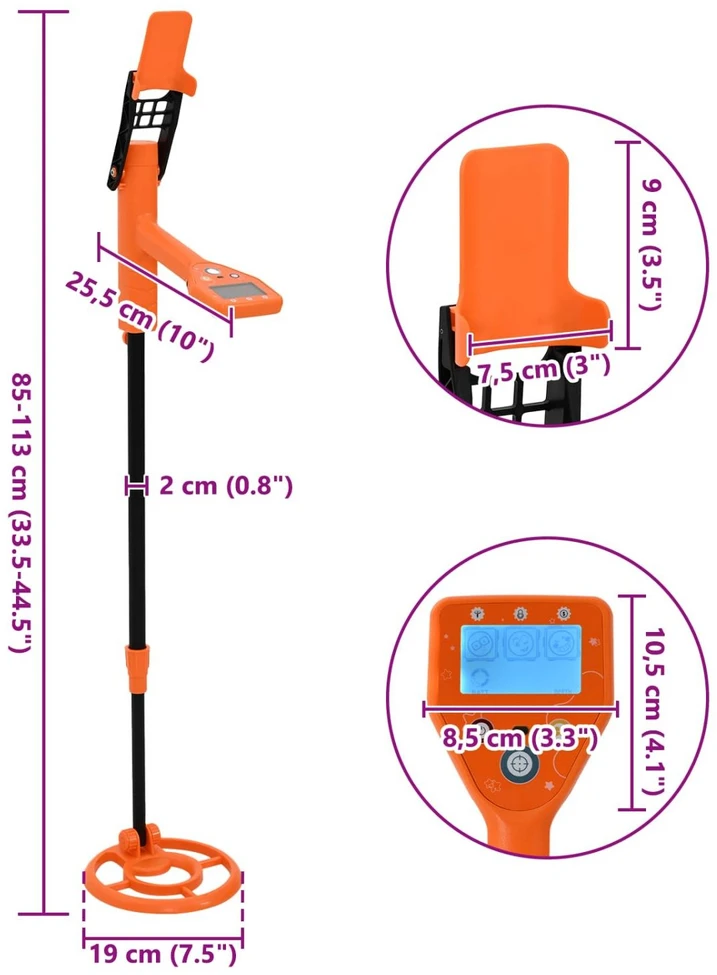 Metalo detektorius Metalų detektorius su LCD ekranu 2 modeliai 19 cm ritė Geltona