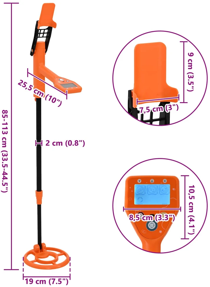 Metalo detektorius Metalų detektorius su LCD ekranu 2 modeliai 19 cm ritė Geltona