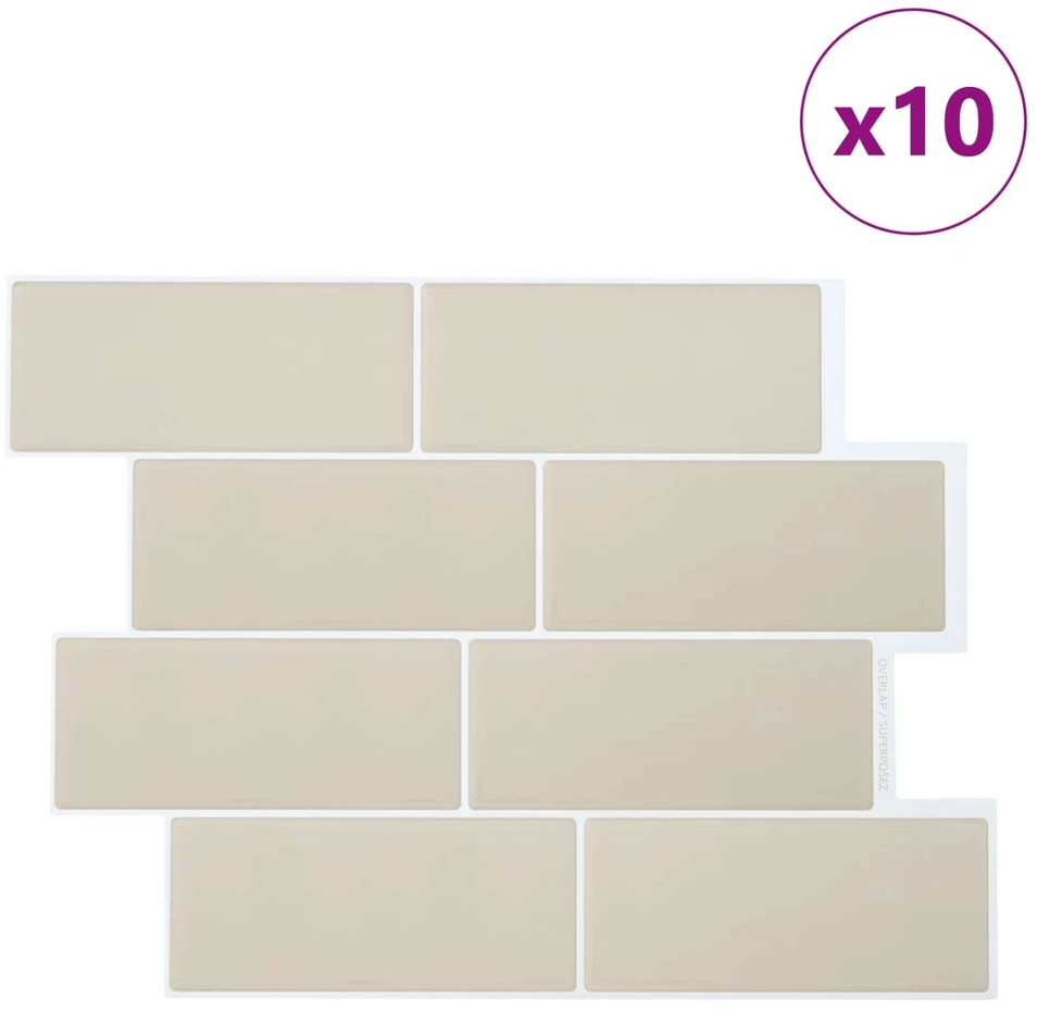 Metro plytelė 10 vnt. Smėlio 29 x 21 cm Poliuretanas ir PET