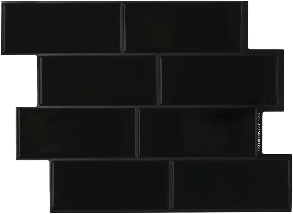 Metro plytelė 10 vnt. Juoda 29 x 21 cm Poliuretanas ir PET