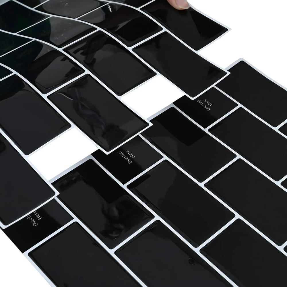 Metro plytelė 10 vnt. Juoda 30 x 30 cm Poliuretanas ir PET