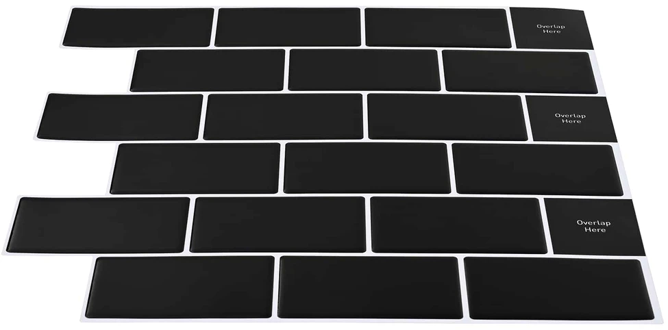 Metro plytelė 10 vnt. Juoda 30 x 30 cm Poliuretanas ir PET