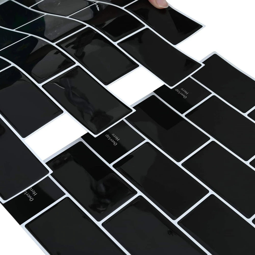 Metro plytelė 20 vnt. Juoda 30 x 30 cm Poliuretanas ir PET