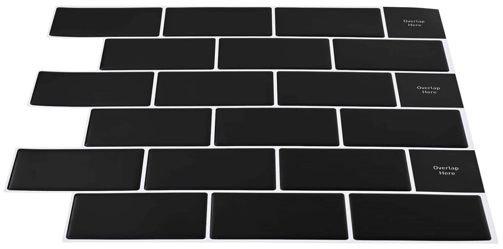 Metro plytelė 50 vnt. Juoda 30 x 30 cm Poliuretanas ir PET
