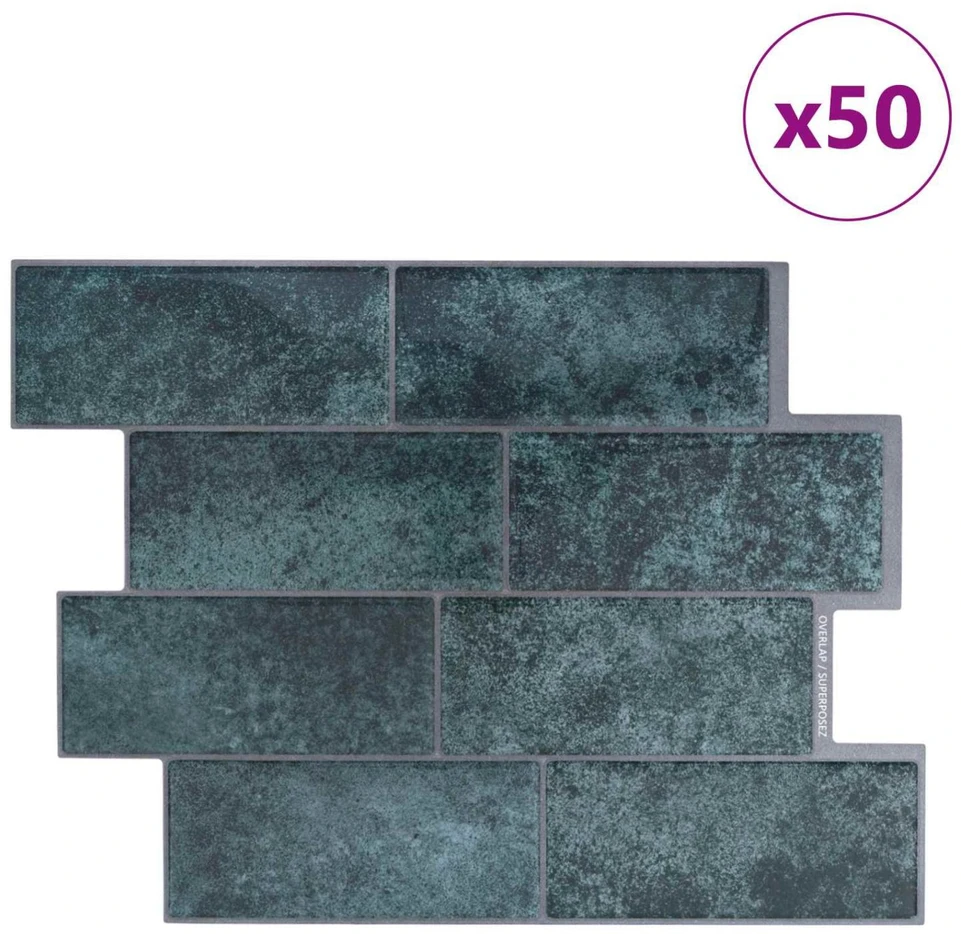 Metro plytelė 50 vnt. Mėlyna žalia 29 x 21 cm
