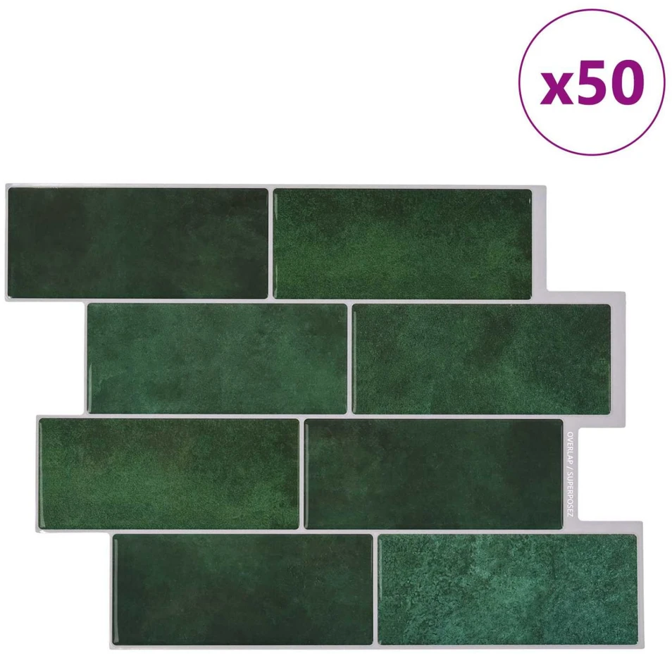 Metro plytelė 50 vnt. Tamsiai žalia 29 x 21 cm