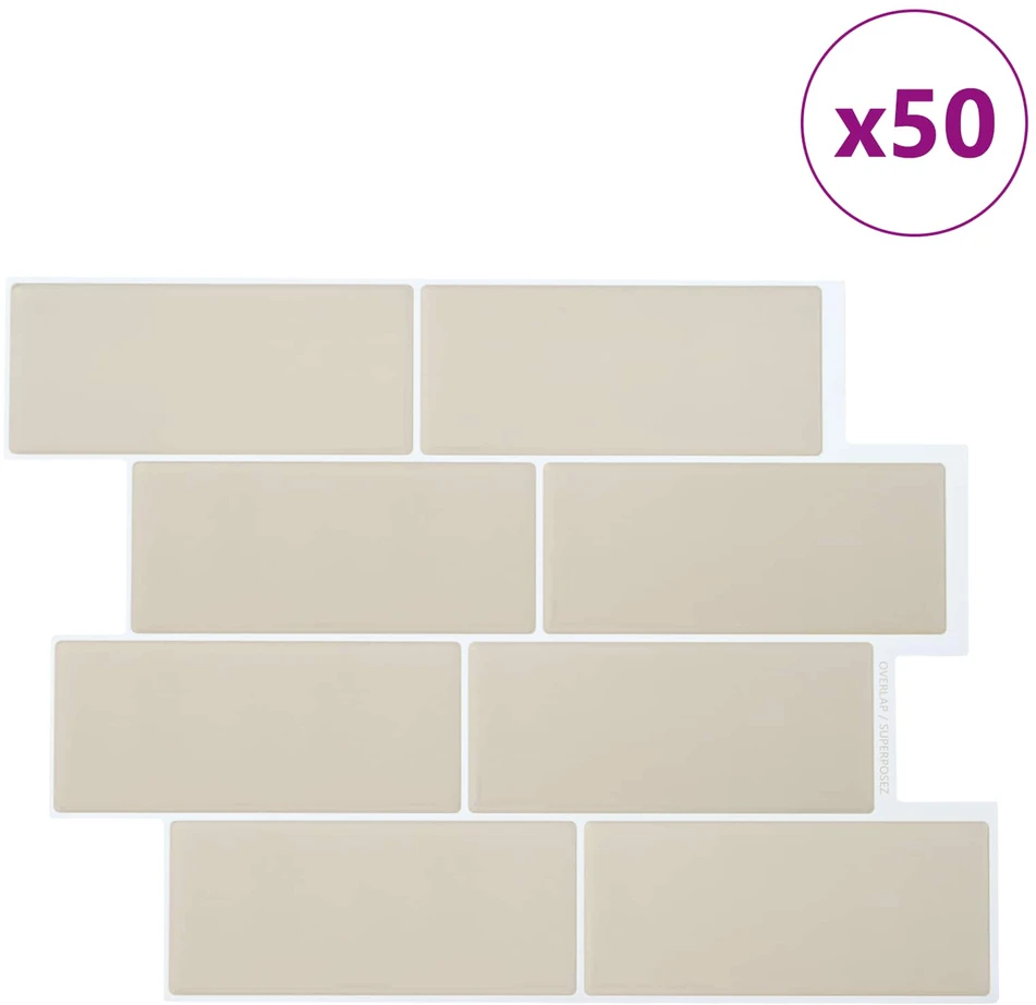 Metro plytelė 50 vnt. Smėlio 29 x 21 cm Poliuretanas ir PET