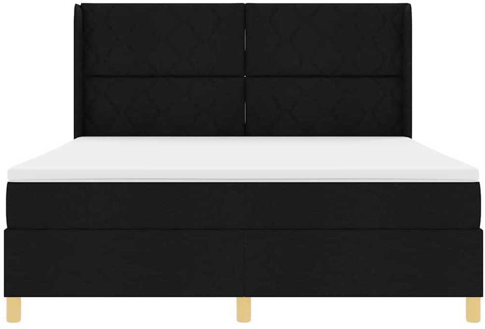 Kiemas lova su LED juostelėmis Juoda 180 x 200 cm audinys
