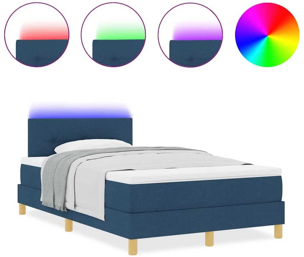 LED Čiužinio Lova su galvūgalio Mėlyna 120 x 200 cm audinys