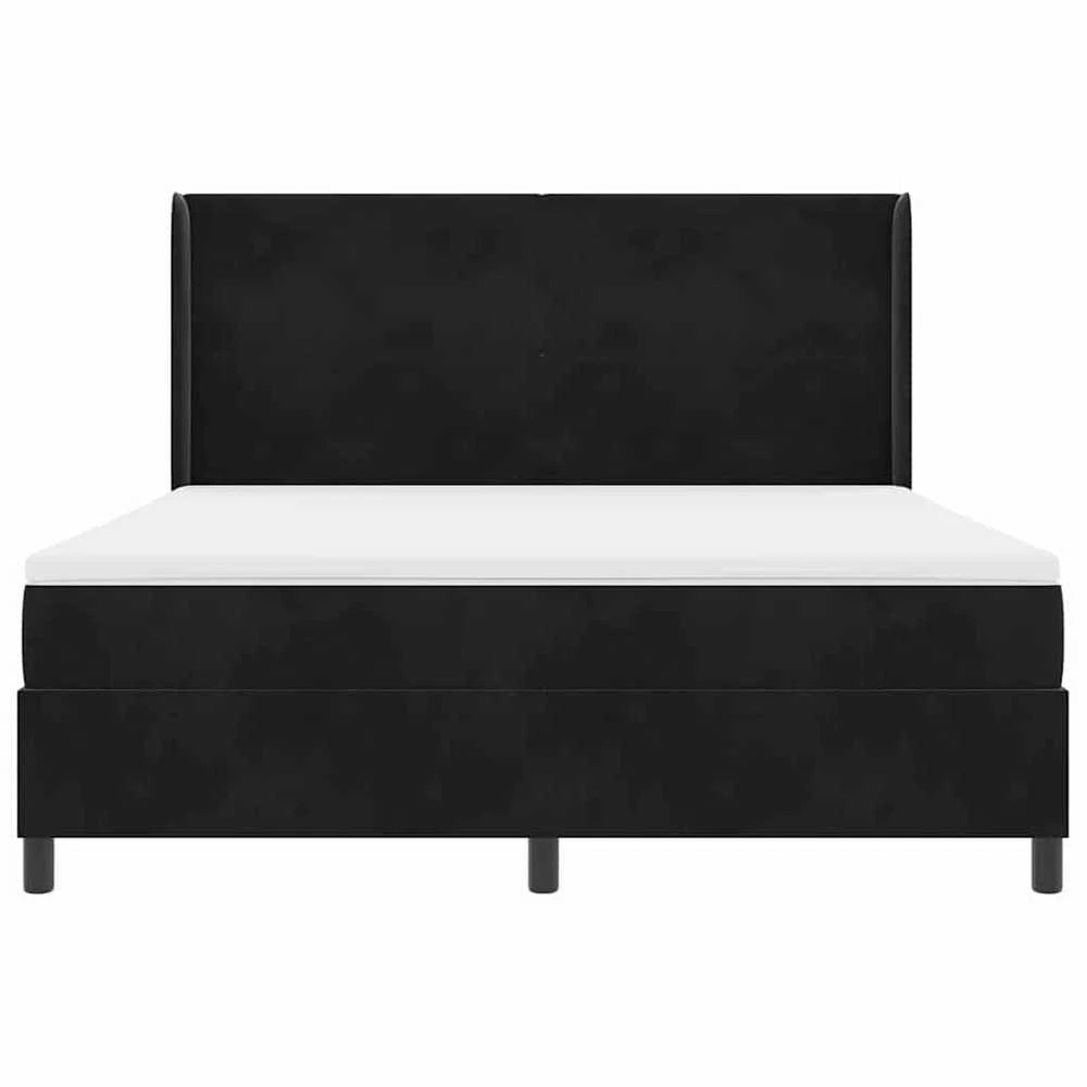 Kiemas lova su LED juostelėmis Juoda 180 x 200 cm Aksomas
