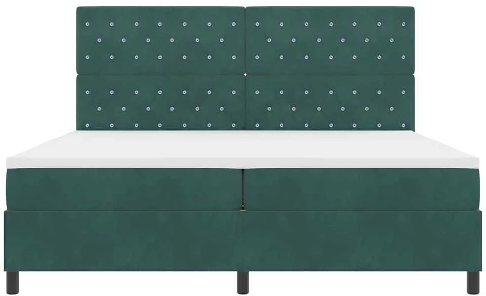 LED Čiužinio Lova Tamsiai žalia 200 x 200 cm Aksomas