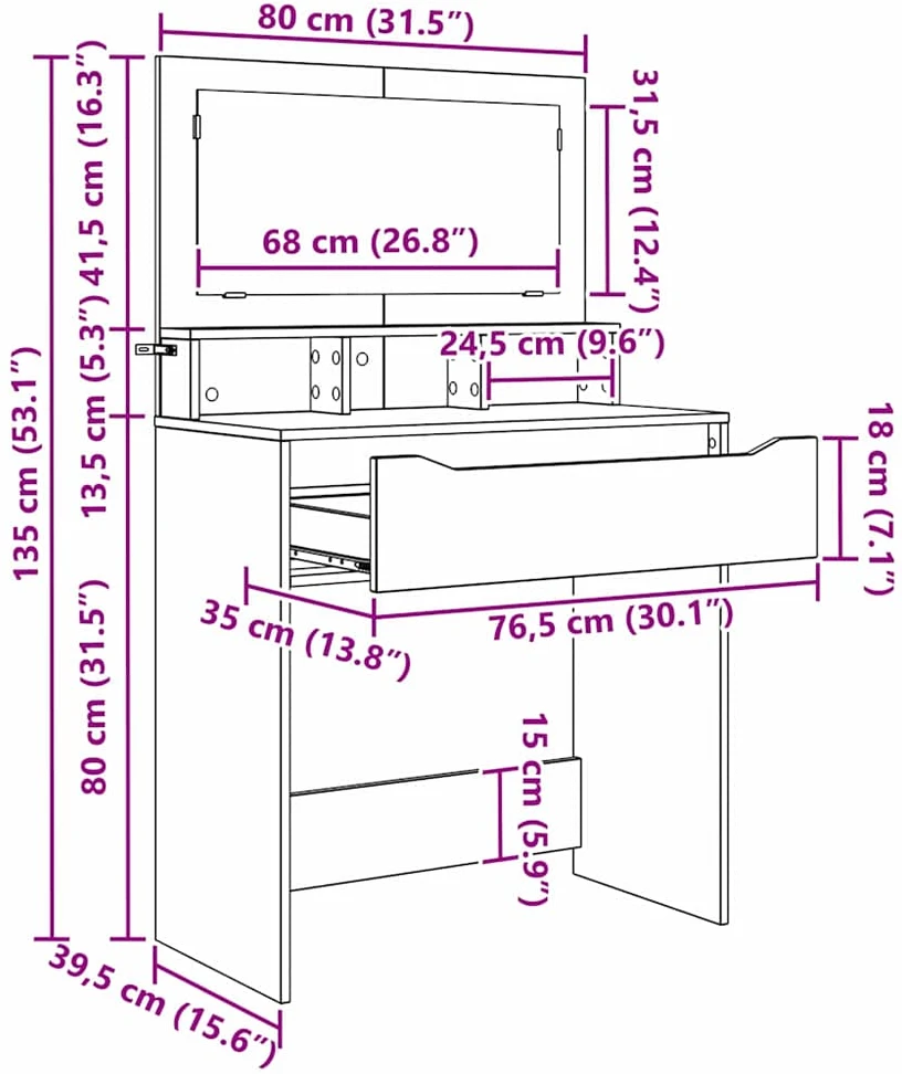 Miegamojo persirengimo stalai Juoda 80 x 39,6 x 135 cm