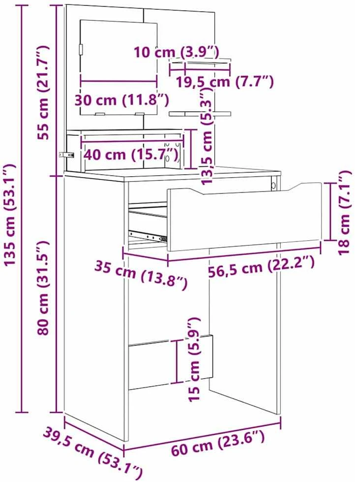 Miegamojo persirengimo stalai Rūkyta ąžuolas 80 x 39,6 x 135 cm