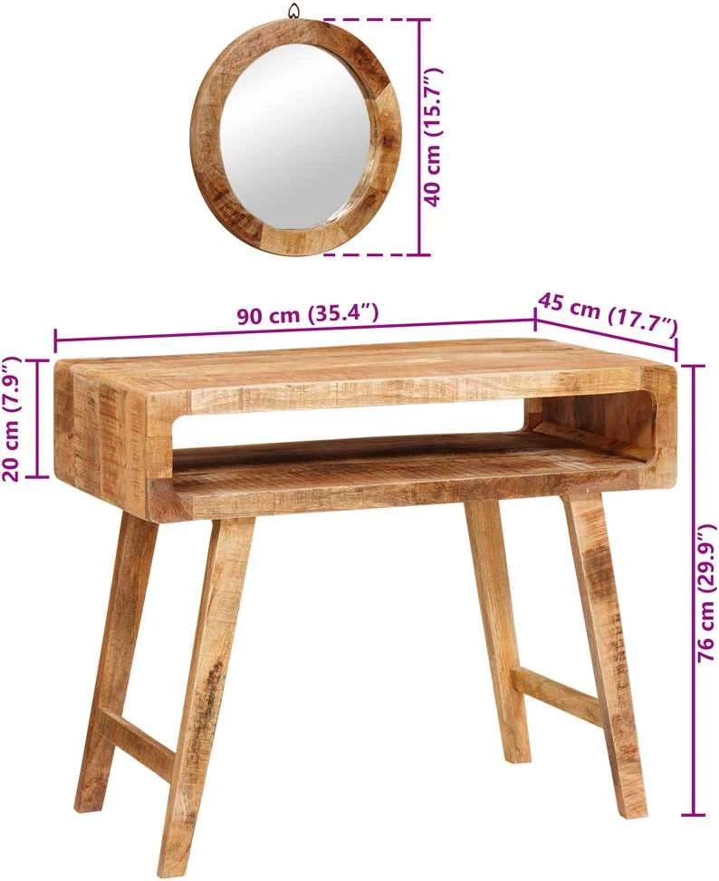 Makiažo stalas Ruda 90 x 76 x 45 cm Kietas mango medis