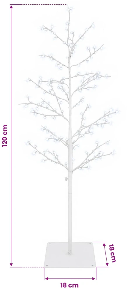 Mikro beržo Kalėdų eglutė Balta 120 cm Plienas 279 LED