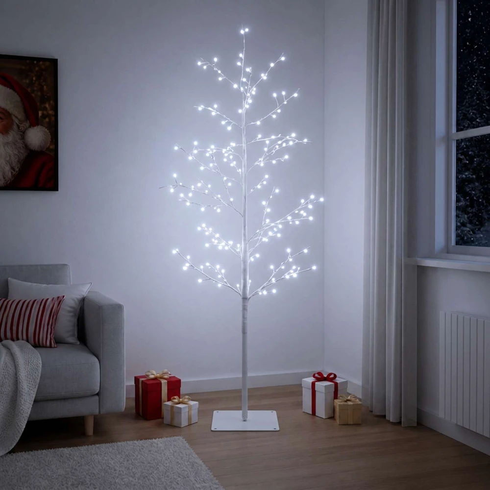 Mikro beržo Kalėdų eglutė Balta 120 cm Plienas 279 LED