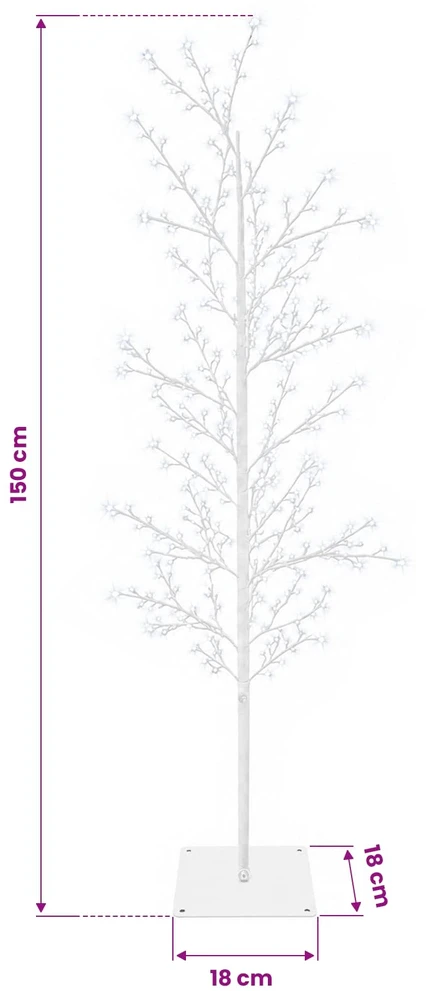 Mikro beržo Kalėdų eglutė Balta 150 cm Plienas 360 LED