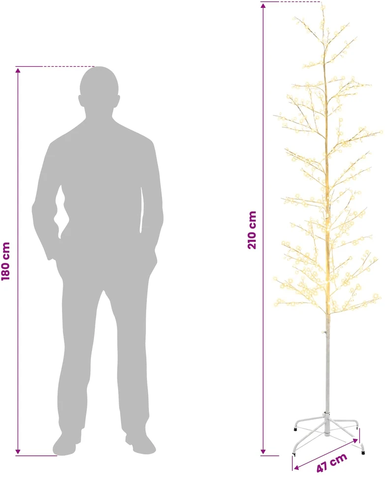 Mikro beržo Kalėdų eglutė Balta 47 x 210 cm Plienas 567 LED
