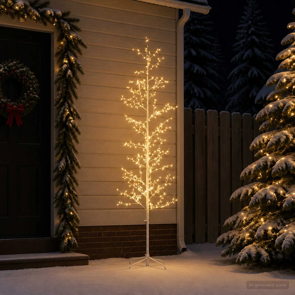 Mikro beržo Kalėdų eglutė Balta 47 x 210 cm Plienas 567 LED