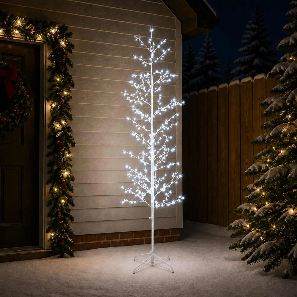 Mikro beržo Kalėdų eglutė Balta 47 x 240 cm Plienas 675 LED