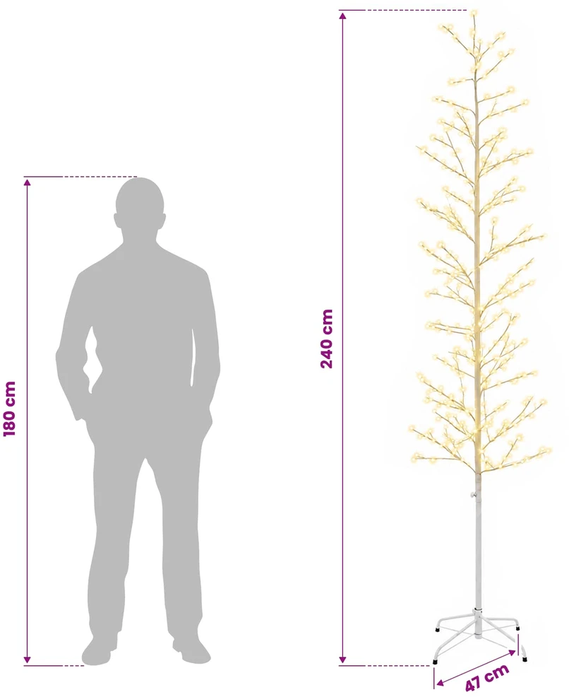Mikro beržo Kalėdų eglutė Balta 47 x 240 cm Plienas 675 LED