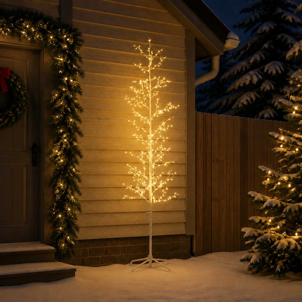 Mikro beržo Kalėdų eglutė Balta 47 x 240 cm Plienas 675 LED