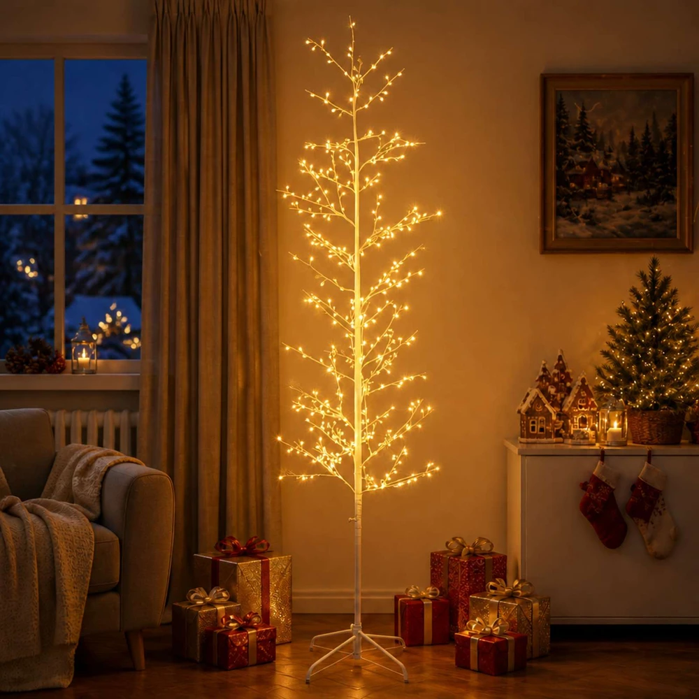 Mikro beržo Kalėdų eglutė Balta 47 x 240 cm Plienas 675 LED