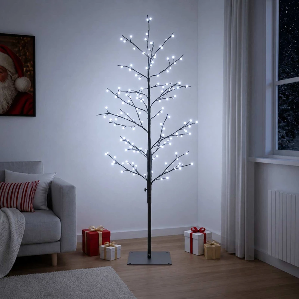 Mikro beržo Kalėdų eglutė Juoda 120 cm Plienas 279 LED