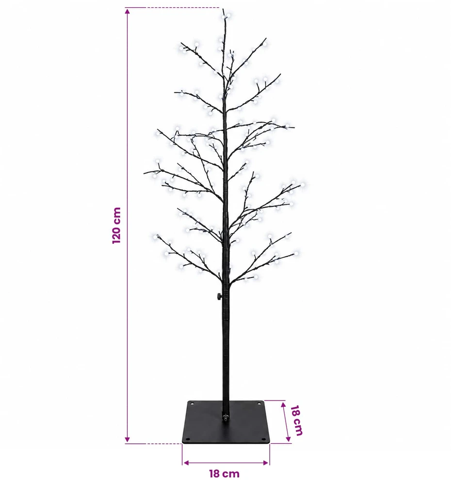 Mikro beržo Kalėdų eglutė Juoda 120 cm Plienas 279 LED