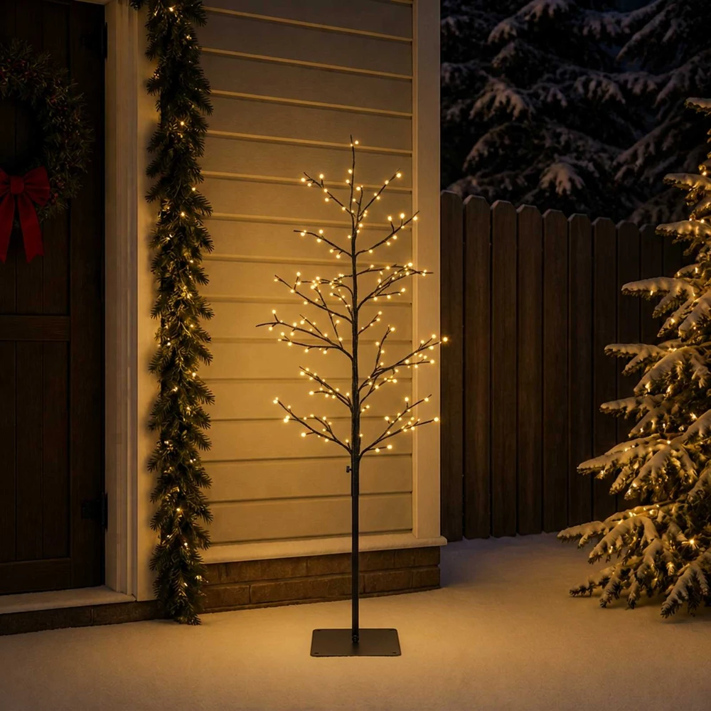 Mikro beržo Kalėdų eglutė Juoda 150 cm Plienas 360 LED