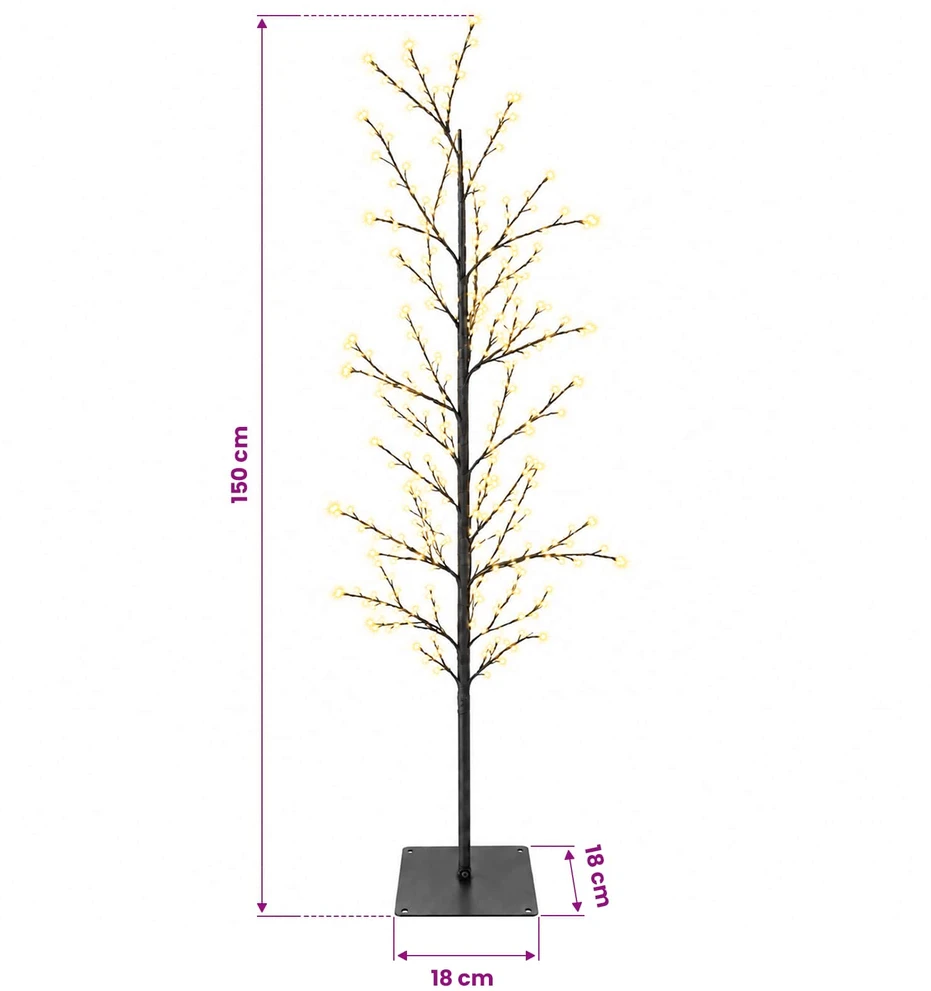 Mikro beržo Kalėdų eglutė Juoda 150 cm Plienas 360 LED