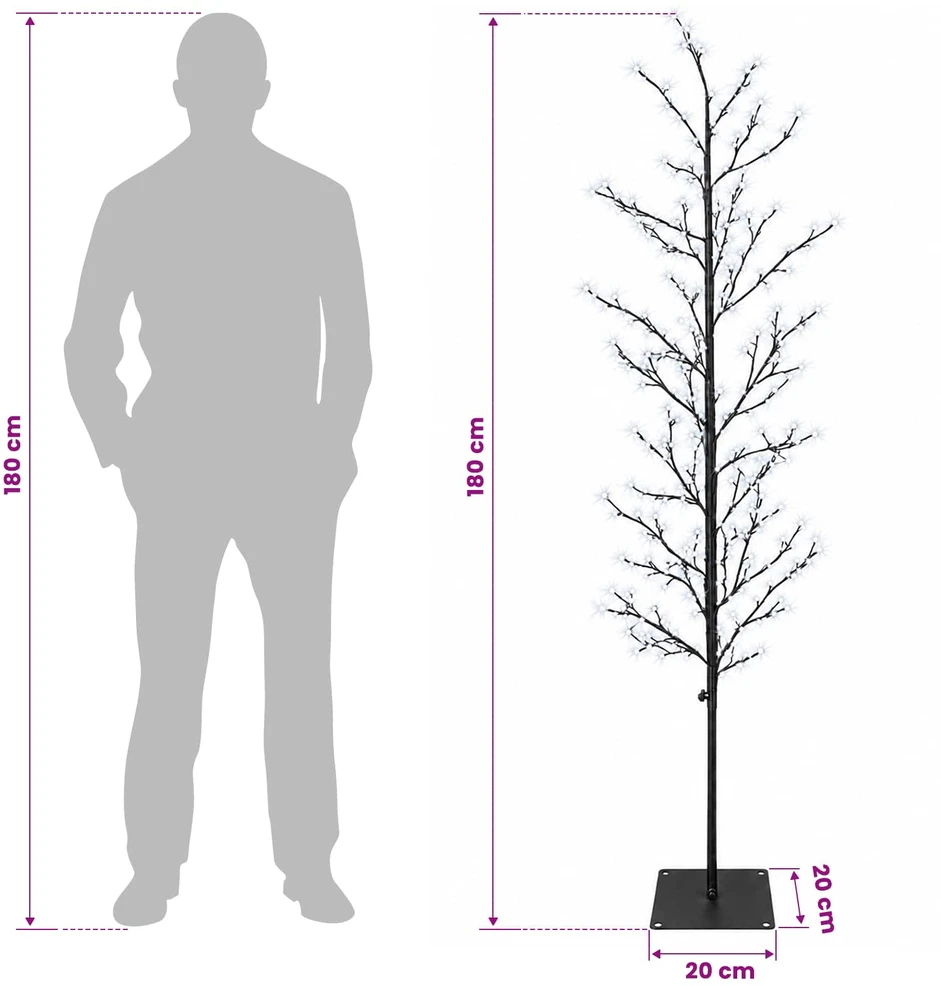 Mikro beržo Kalėdų eglutė Juoda 180 cm Plienas 459 LED