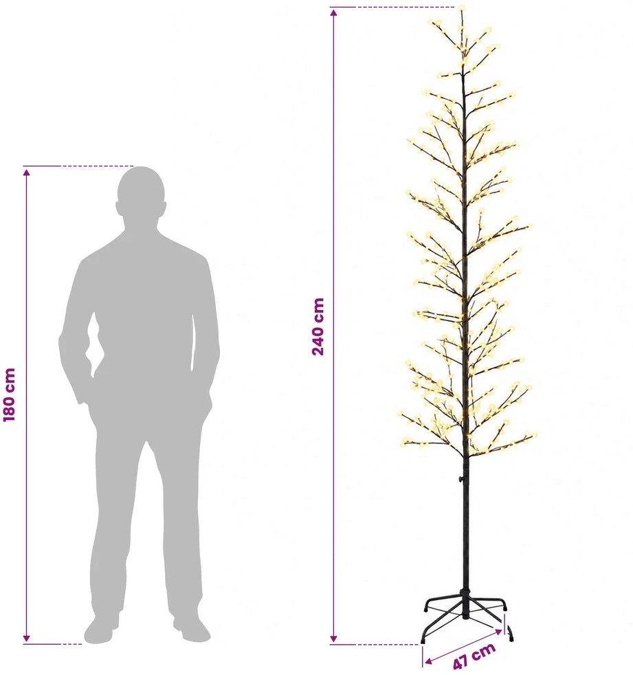 Mikro beržo Kalėdų eglutė Juoda 240 cm Plienas 675 LED