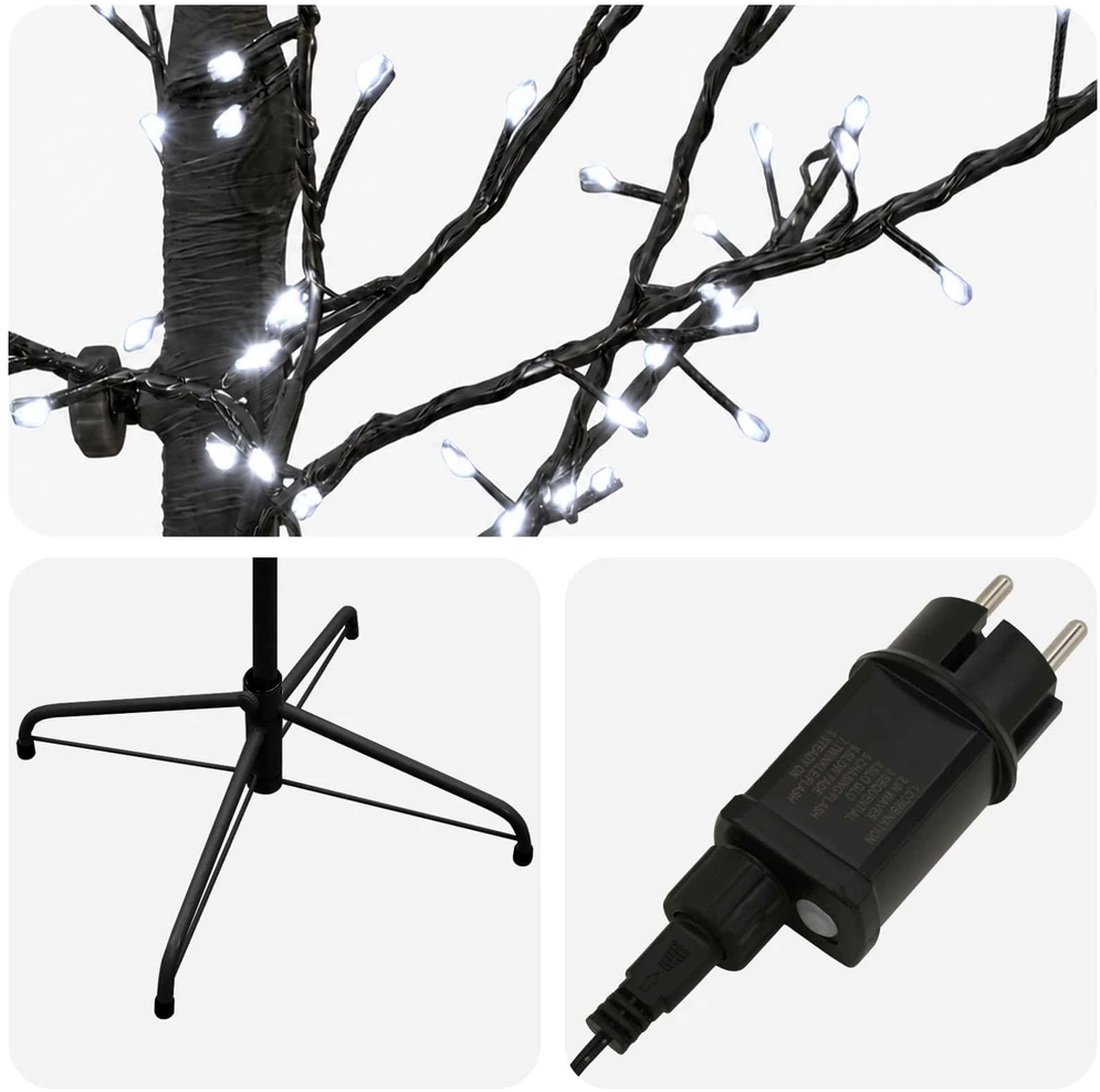 Mikro beržo Kalėdų eglutė Juoda 47 x 210 cm Plienas 567 LED
