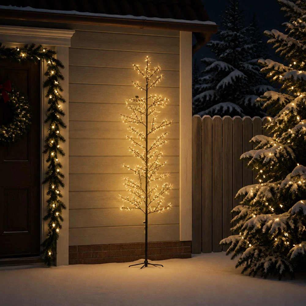 Mikro beržo Kalėdų eglutė Juoda 47 x 210 cm Plienas 567 LED