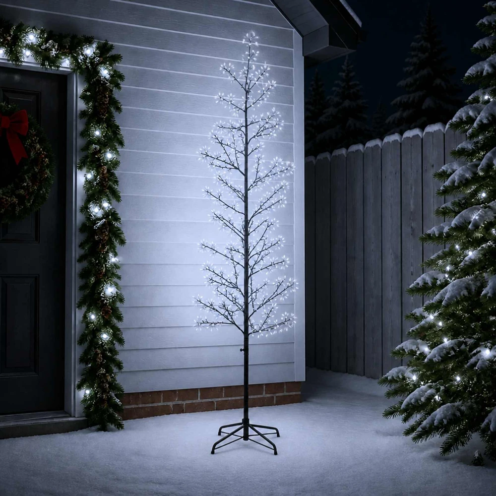 Mikro beržo Kalėdų eglutė Juoda 47 x 240 cm Plienas 675 LED