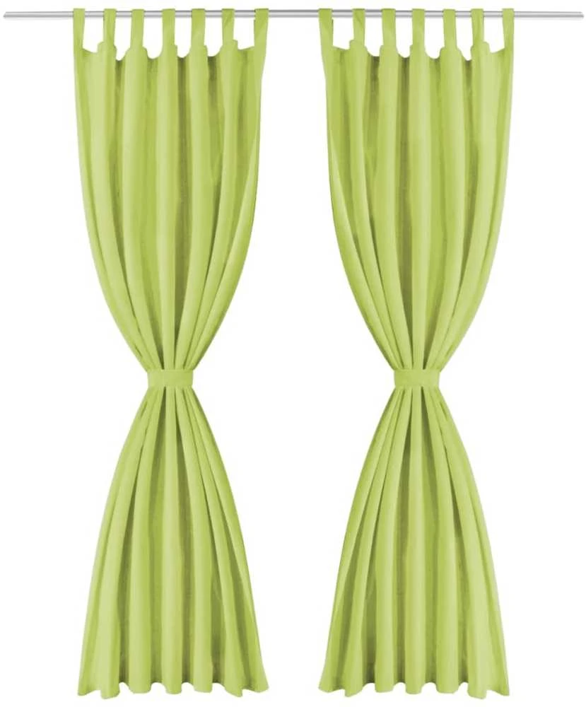 Mikro satino užuolaidos su kilpomis, 2 vnt., 140x245 cm, žalios
