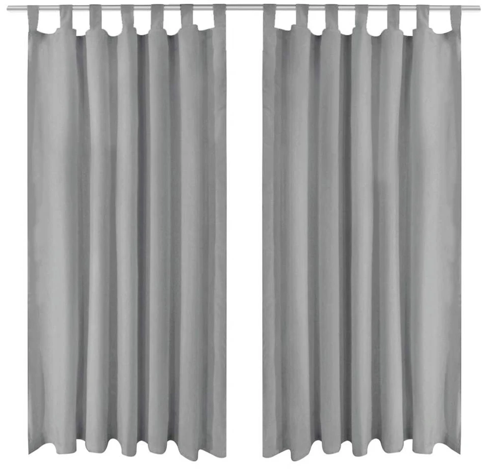 Mikro satino užuolaidos su kilpomis, 2 vnt., 140x225 cm, pilkos