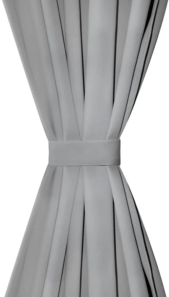 Mikro satino užuolaidos su kilpomis, 2 vnt., 140x225 cm, pilkos