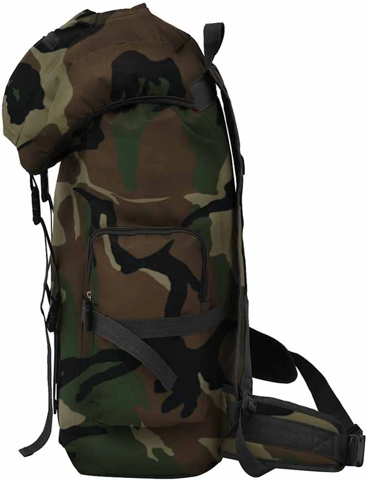 Militaristinio stiliaus kuprinė, 65 l, kamufliažo spalvos